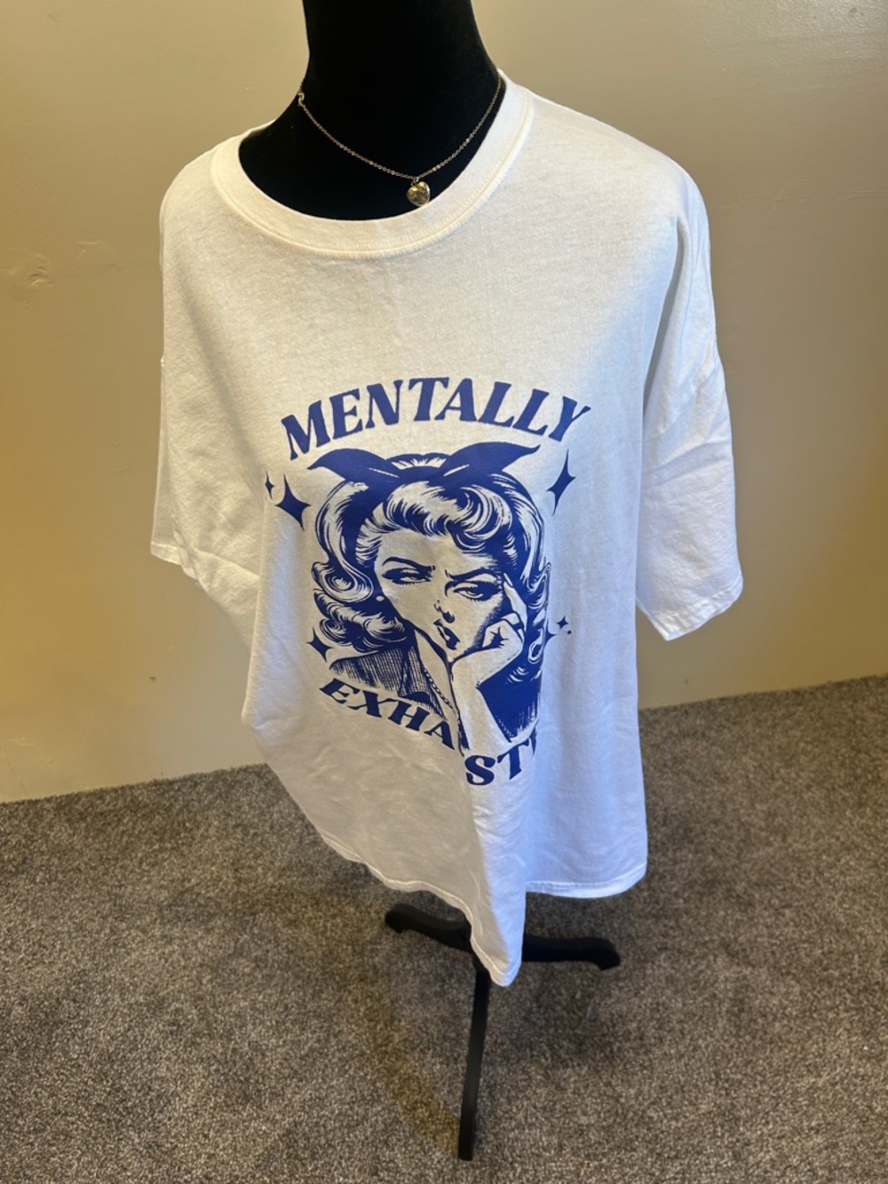 White 'Mentally Exhausted' Graphic Tee
